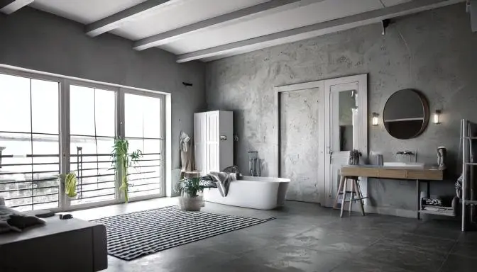 un soggiorno rivestito con microcemento casaecolori