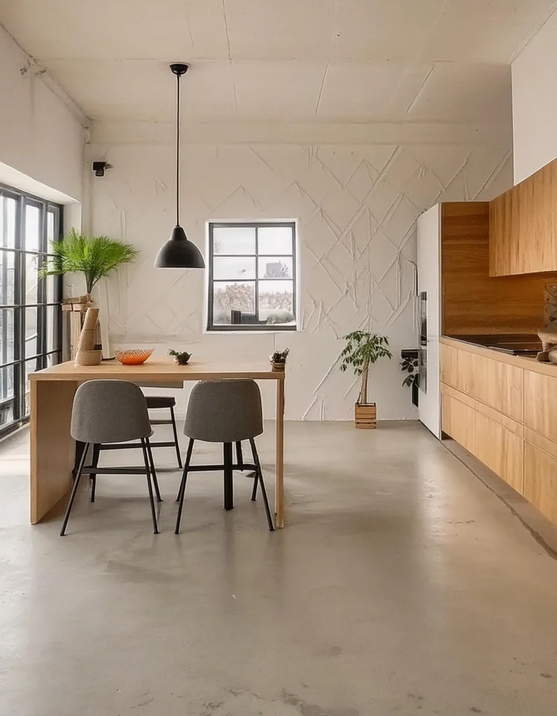 Cucina realizzata con pittura a calce, Bianco-Calce