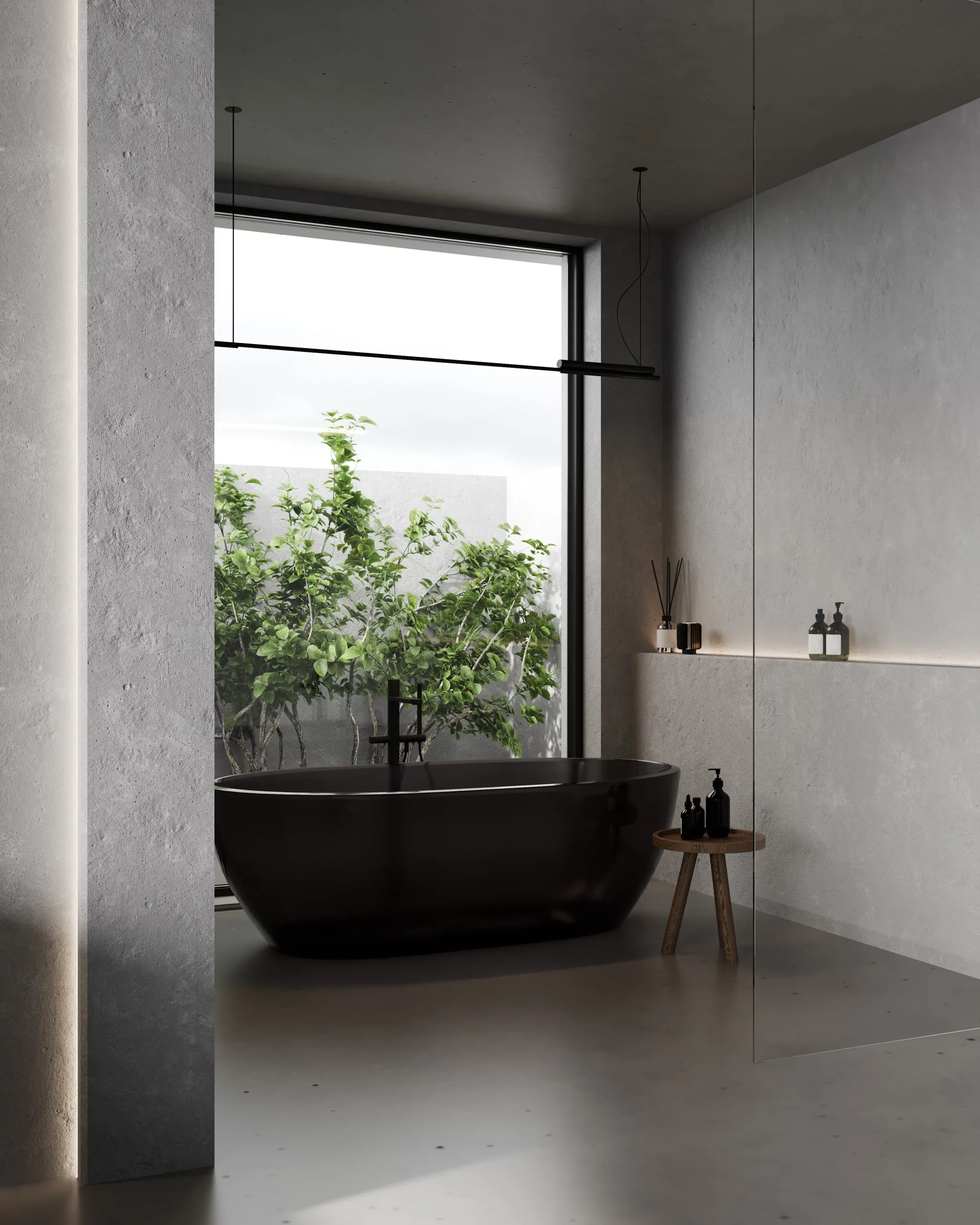 bagno moderno rivestito con microcemento di casaecolori con finitura poliuretanica
