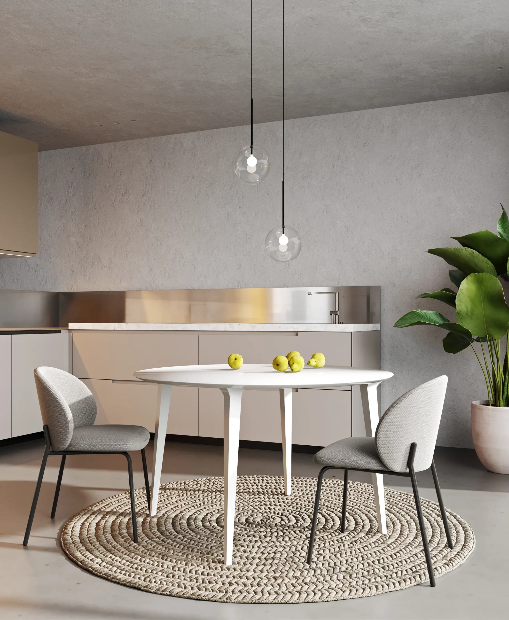 cucina moderna con pavimento in microcemento epareti in microcemento