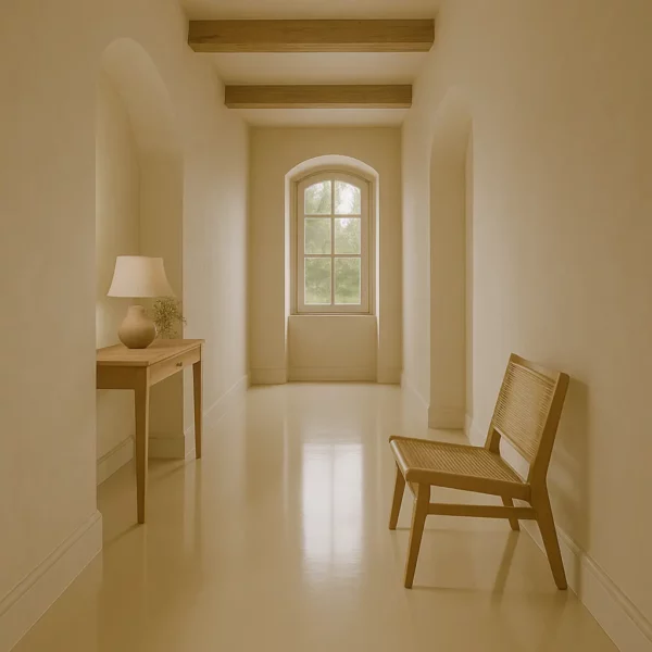 Resina per Pavimenti Interni colore beige un corridoio