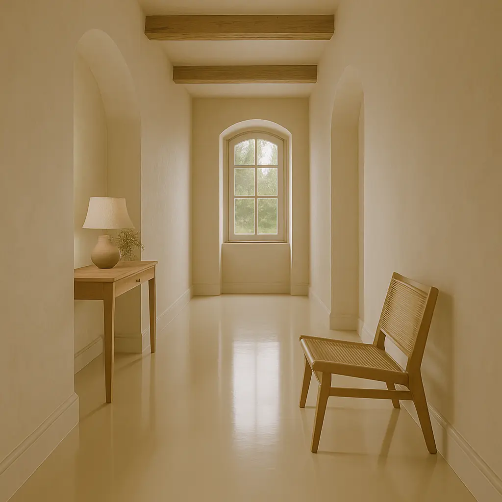 Resina per Pavimenti Interni colore beige un corridoio