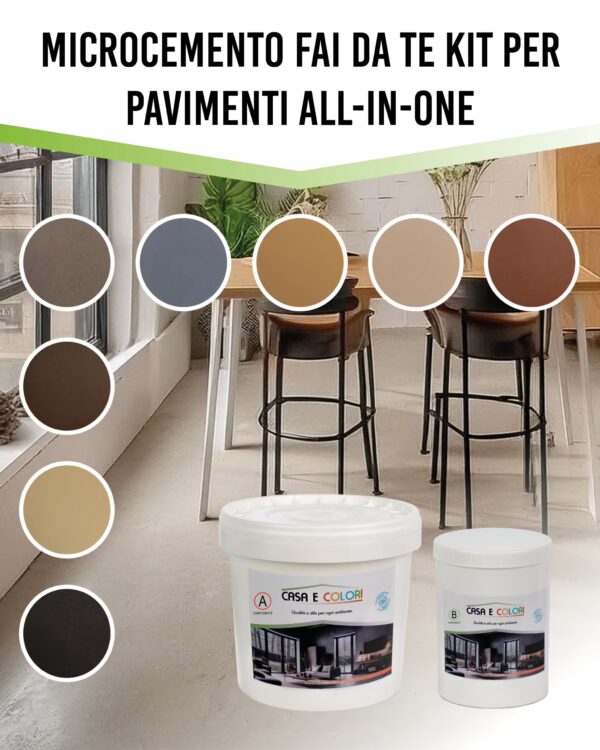 Microcemento Fai da Te Kit per Pavimenti All-in-One