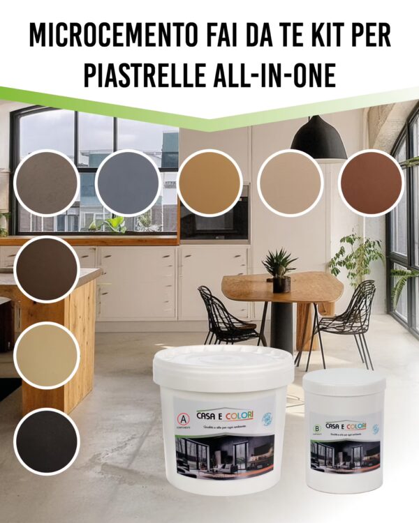 Microcemento Fai da Te Kit per Piastrelle All-in-One